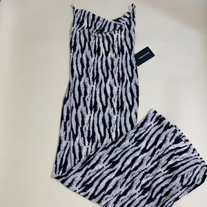 White Zebra Print Satin Cowl Neck Maxi Dress
